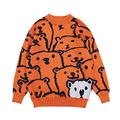 Zestion Men's Sweater Crew Neck Personality Cartoon Jacquard Regular Fit Thickened Warm Long-Sleeved Casual Wild Jumper Pullover Medium Orange