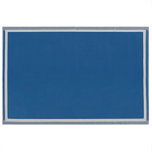 Teppich Blau Polypropylene 120x180 cm Outdoor u. Indoor Rechteckig Kurzflor Gartenausstattung Gartenaccessoires Terrasse Balkon Wohnzimmer