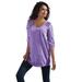 Plus Size Women's Cotton Slub Lace Tunic by Roaman's in Vintage Lavender (Size 3X)