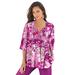 Plus Size Women's Tara Pleated Big Shirt by Roaman's in Raspberry Bloom Floral (Size 16 W) Top