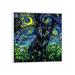 East Urban Home Black Cat Night #3 by Aja Trier - Painting Print Canvas in Black/Blue/Green | 18 H x 18 W x 1.5 D in | Wayfair