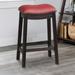 Winston Porter Kenmar Bar Stool Wood/Upholstered/Leather in Brown/Gray/Red | 24 H x 13.8 W x 18 D in | Wayfair 100C67D6FA0742778439ED55999B0117