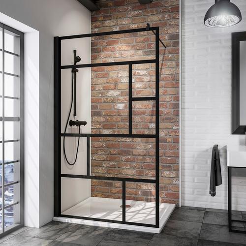 Schulte Duschwand Alexa Style 2.0, BxH: 100 x 200 cm, Black Style, Walk In schwarz Duschwände Duschen Bad Sanitär