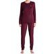 Schiesser Damen Frottee Anzug Lang Pyjamaset, weinrot, 46