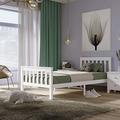 Panana Single Bed Solid Wood Bed Frame 3ft White Wooden For bedroom, guest room, dorm or hotel