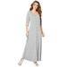 Plus Size Women's Button Front Maxi Dress by Roaman's in Medium Heather Grey (Size 18/20)