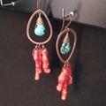 Free People Jewelry | Beautiful Turquoise And Coral Earrings | Color: Blue/Orange | Size: Os