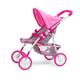 Milly Mally Natalie Foldable Doll's Pram for Girls from 3 Years with Hood, Foam Wheels, Prestige Pink Straps