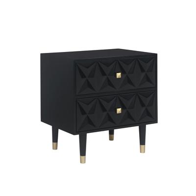 Two Drawer Geo Texture Nightstand by Linon Home Décor in Black Gold