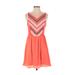 My Michelle Casual Dress - A-Line V Neck Sleeveless: Orange Chevron Dresses - Women's Size 5