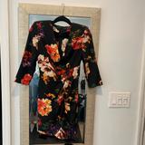 Zara Dresses | Floral Zara Dress With Shoulder Pads | Color: Black | Size: Xs