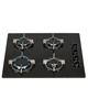 SIA AMZGHG602BL 60cm 4 Burner Gas On Glass Hob In Black With Cast Iron Pan Stands | 5 Year Guarantee