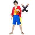 DAZCOS Adult US Size Anime Monkey D Luffy Red Outfit Cosplay Costume, Red, Medium