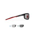 BERTONI Photochromic Sports Cycling Running Golf Wraparound Windproof Sunglasses - Antifog Lens - Adjustable Nose (Matt Black/Red - Photochromic Polarized)
