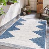 Billinghay 2'7" x 10' Navy/Pale Blue/Dark Blue/Off White Outdoor Runner - Hauteloom