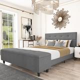 Corrigan Studio® Lynell Queen Tufted Upholstered Low Profile Storage Bed Wood in Gray | 44 H x 65 W x 98 D in | Wayfair