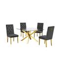 Rosdorf Park Schwager 5 - Piece Dining Set Wood/Glass/Upholstered/Metal in Brown/Gray | 30 H in | Wayfair B0D60DEB16E4490DBD59CCE54B5B2E01