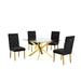 Rosdorf Park Schwager 5 - Piece Dining Set Wood/Glass/Upholstered/Metal in Brown/Gray | 30 H in | Wayfair 468EEA1452374999883CCBAD0B46B22A
