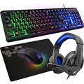 G-LAB Combo Selenium - 4-in-1 Gaming Pack - Illuminated QWERTZ Gamer Keyboard, 3200 DPI Player Mice, In-Ear Headphones, Non-Slip Mouse Mat - PC Mac PS4 PS5 Xbox One - 2023