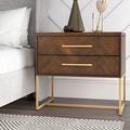 Joss & Main Sheldon 2 - Drawer Nightstand Wood/Metal in Brown | 27 H x 29.5 W x 20 D in | Wayfair D50BB2BBDB7244DD8CBBCFCF1BEB0134