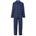 Walker Reid Mens Check Print 100% Flannel Cotton Long Sleeve Button Up Collared Blue Pyjamas XL