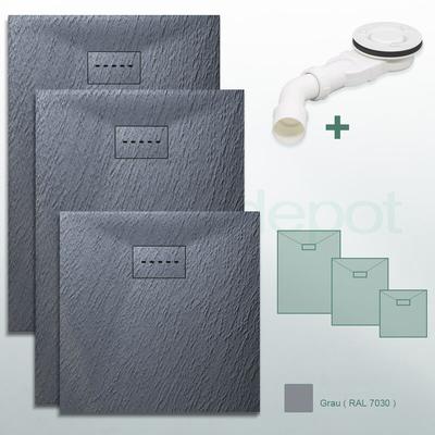 Design Duschwanne 120 x 90 Duschtasse Flach mit Ablaufgarnitur,Grau,SMC Brausewanne,Super Flache Image