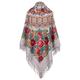 Lovely Large Authentic Russian Pavlovo Posad Scarf Shawl for women Wrap Stole Paisley Vintage Style Folk 100% Wool with wool fringes 146cm x 146cm (Grey)