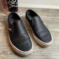 Vans Shoes | Closing 4for20 Black Perforated Leather Slip On Vans Sneakers | Color: Black/White | Size: 8.5
