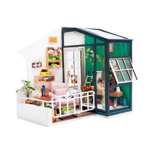 Balcony Daydreaming - 3D-Holzpuzzle Miniaturhaus-Bastelset, 80 Teile bunt