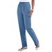 Plus Size Women's Straight-Leg Soft Knit Pant by Roaman's in Dusty Indigo (Size 5X) Pull On Elastic Waist