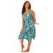 Plus Size Women's Sharktail Beach Cover Up by Swim 365 in Teal Blue Butterfly (Size 26/28) Dress