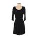 Charlotte Russe Casual Dress Scoop Neck 3/4 Sleeve: Black Solid Dresses - Women's Size Small