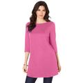 Plus Size Women's Boatneck Ultimate Tunic with Side Slits by Roaman's in Vintage Rose (Size 38/40) Long Shirt