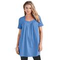 Plus Size Women's Pleatneck Ultimate Tunic by Roaman's in Horizon Blue (Size 2X) Long Shirt