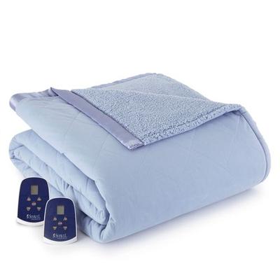 Micro Flannel Sherpa Heated Blanket, Twin, Cerulean Blue