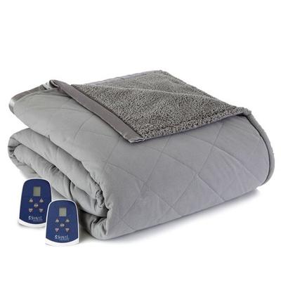 Micro Flannel Sherpa Heated Blanket, Queen, Gray