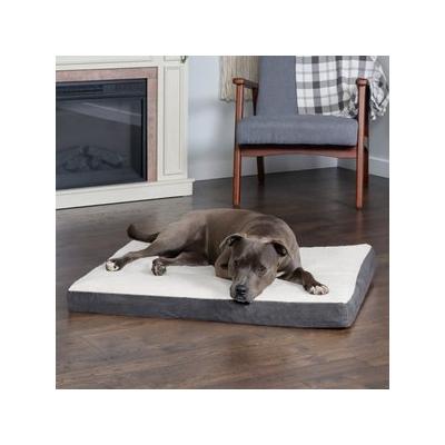 FurHaven Faux Sheepskin & Suede Cooling Gel Cat & Dog Bed w/Removable Cover, Gray, Large