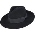 Gladwin Bond Stiff and Snap Brim 100% Wool Felt Fedora Trilby Hat with Wide Band Luxury Wool Hat Looks Amazing and Feels Amazing When Wearing (Black, Medium 56cm)