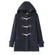 Elonglin Womens Duffle Coat Woolen Fleece Trench Coat Winter Casual Hooded Horn Buttons Fashion Thick Toggle Coat Snowsuit Outerwear Hoodie Warm Size UK M (Asia L) Dark Blue with Coton Lining