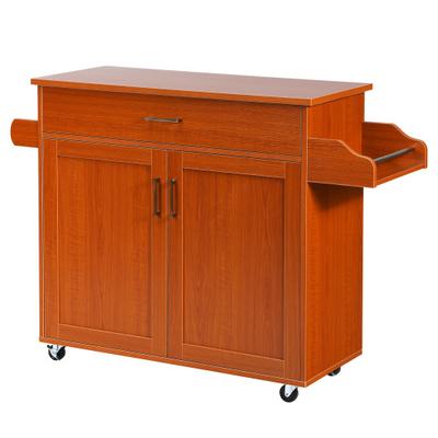 Costway Rolling Kitchen Island Cart with Towel and Spice Rack-Orange