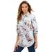 Plus Size Women's Long-Sleeve Kate Big Shirt by Roaman's in White Mixed Flowers (Size 26 W) Button Down Shirt Blouse