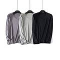 Wantschun Mens Modal Mix Bamboo Fiber V Neck Long Sleeve T-Shirt Undershirt Sleepwear Top Nightwear (Dark Grey+Grey+Black;UK L)