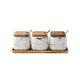 DSFHKUYB Sugar Bowl, Ceramic Marble Spice Bowl with Label Lid and Spoon, Cans Salt Salt Pepper Container Kitchen Utensils Tray 3 Piece Household home Set,White