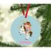 The Holiday Aisle® Western Rodeo Red Haired Girl w/ White Horse & Rope Personalized Christmas Ball Ornament in Blue | 3.5 H x 3.5 W in | Wayfair