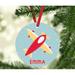 The Holiday Aisle® Red Vintage Airplane Personalized Metal Christmas Ball Ornament Metal in Blue | 3.5 H x 3.5 W in | Wayfair