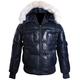 Pilot 6 Lockheed Puffer Navy Blue Men's New Detachable Fur Hood Real Soft Lambskin Bomber Winter Hooded Leather Jacket (SIZES: XS TO 5XL Available) (XXL)