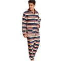 Winter Warm Thick Flannel Pajamas Men Long-Sleeved Sleepwear Pijama Homme Nightwear Cardigan Pyjamas,Blue-XXXL