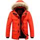 TMHOO Mens Heavy Weight Fur Hooded Parka Padded Waterproof Windproof Cold Winter Coat Jacket/Big Size/Detachable Hood S-5XL (Orange,XX-Large)
