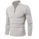 KEFITEVD Men's Spring Winter Ribbed Sweater Warm Turtleneck Knitted Tactical Tops Outdoor Fishing Basic Knitwear Light Grey