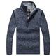 Showu Men's Knit Zip Neck Cotton Blend Jumper Casual Slim Fit Knitwear (Blue, X-Large)